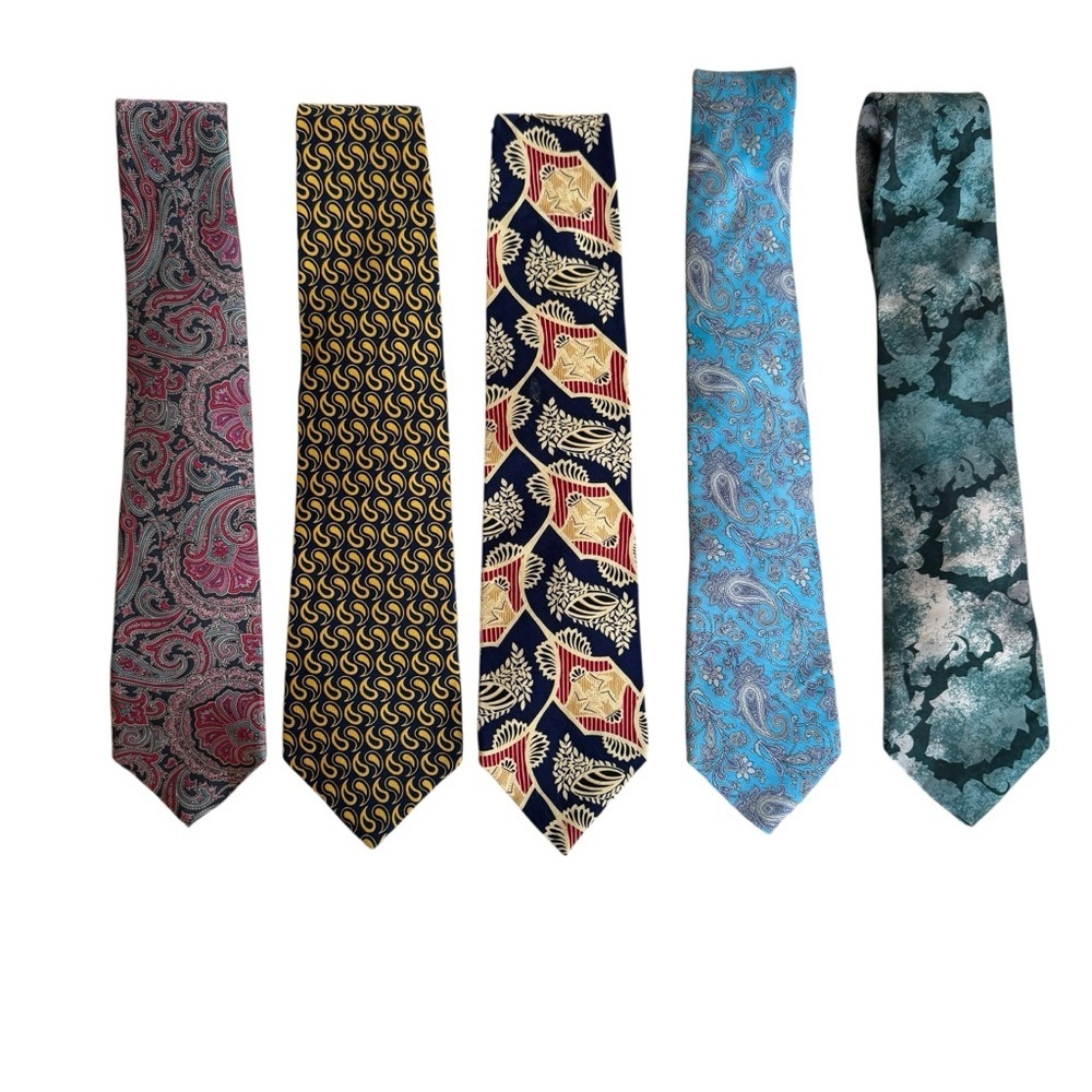 Vintage Designer Mens Silk Tie Lot Kuppenheimer Barneys Saks America Set Of 5 - Picture 1 of 9